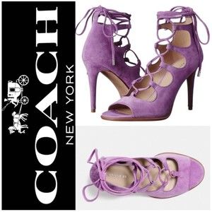Coach Kira Lace Up Sandal Size 5 B Women's Wild flower purple pink Sexy Heels